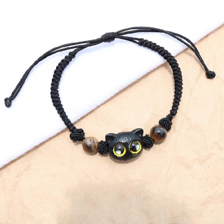 Cats Bead Wristband Carved Cats Bracelet Braided Rope Cats Hand Chain Bracelets
