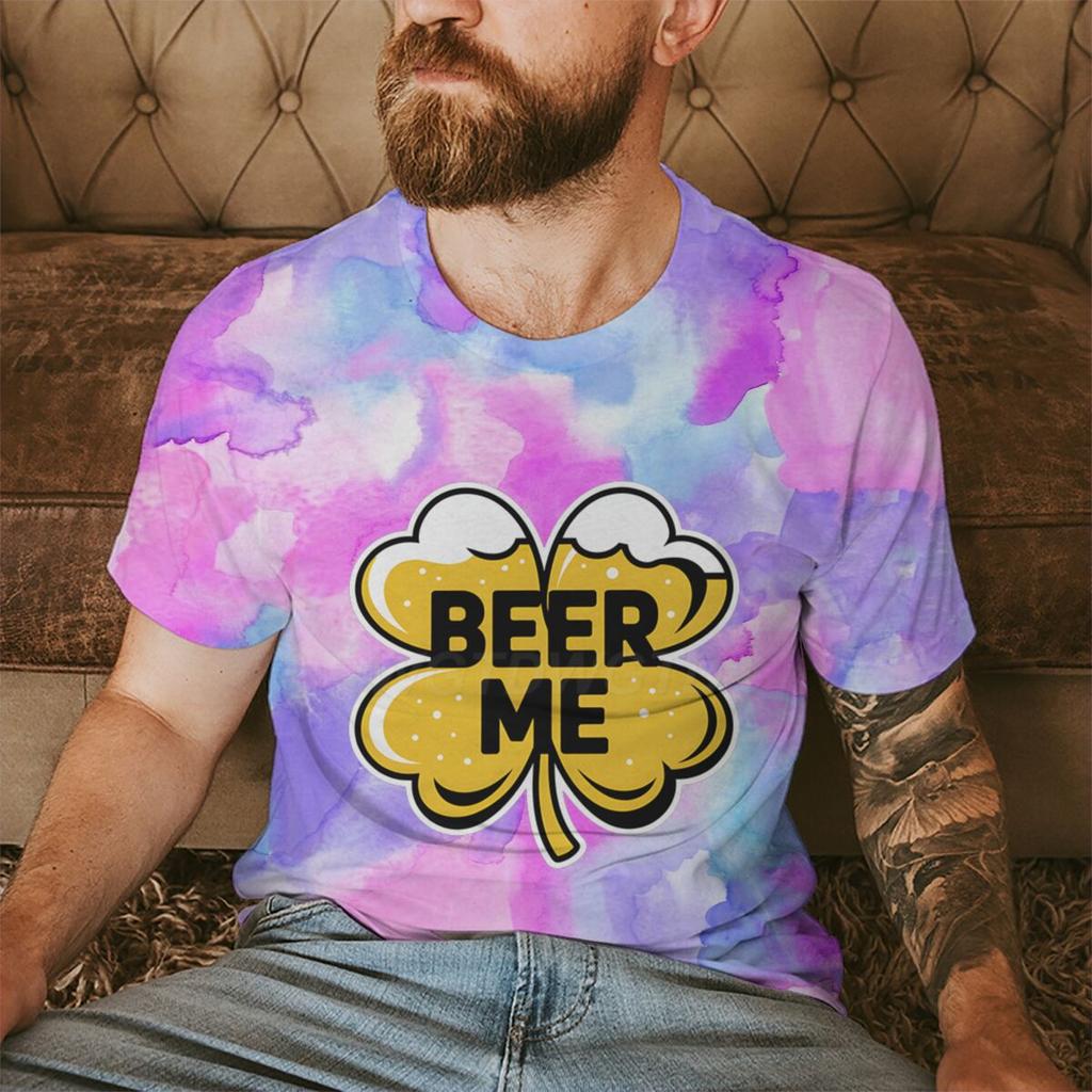 St Paddys Beer Me Clover Tee Festive St Patricks Day Drinking Tshirts for Unisex Irish Shirt Lucky Clover Unisexs Clothing
