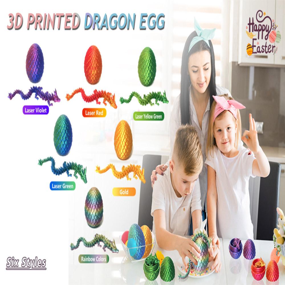 1/2 шт. Напечатанное на 3D драконье яйцо с полностью подвижной моделью дракона, подвижное, вращающееся, шарнирное настольное украшение, детская игрушка