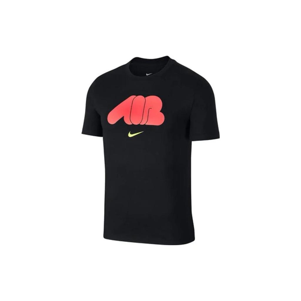 Nike T Shirts Men's Black Crew Neck Moderate Straight Fit (Unisex) T-Shirts CI2185 010