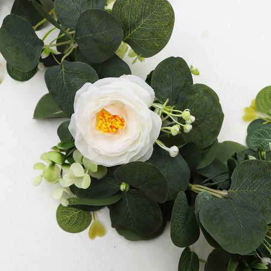 175 см искусственная розовая гирлянда с листьями эвкалипта реалистичная внутренняя и наружная подвесная искусственная цветочная лоза свадебная вечеринка весенняя каминная полка