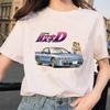 Initial D Graphic Japanese Anime Print Ladies T-Shirt Casual Basics O-Collar White Shirt Short Sleeve Ladies T-Shirts