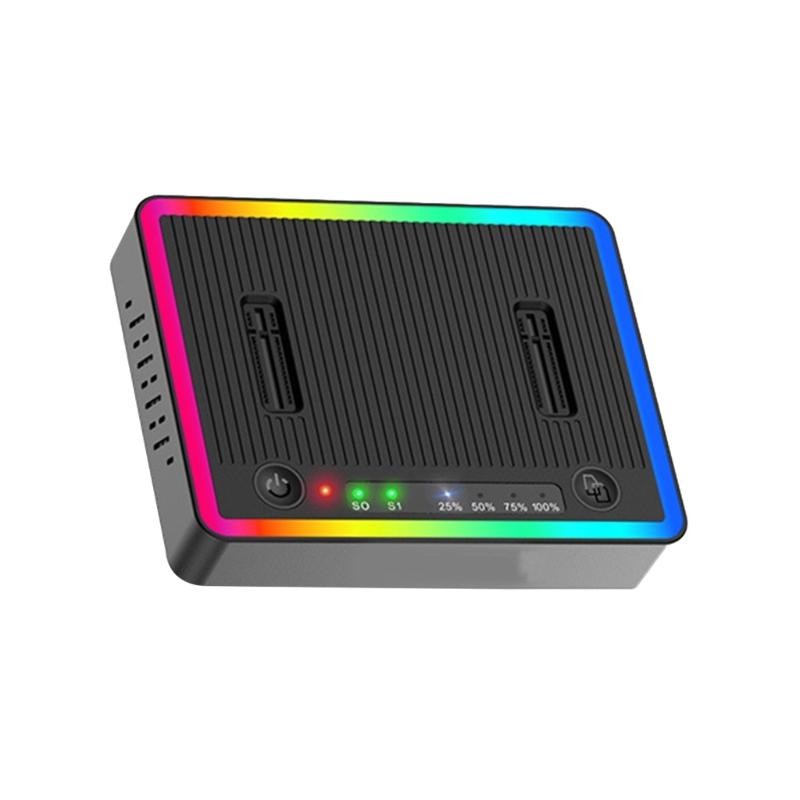 Double Bay Solid Disk Cloner Reader M.2 Duplicator USB3.2 20Gbps Double Protocol Enclosure for Fast Speed Data Transfer