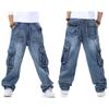 Men Jeans Baggy Hip Hop Jeans Multi Pockets Skateboard Jeans for Men Tactical Joggers Denim Pants Size
