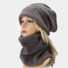 Fleece-Lined Warm Ear Protection Outdoor Cycling Headscarf Hat for Women Autumn Winter Two-Piece Set Neck Warmer Scarf Cold Hat Couple Style