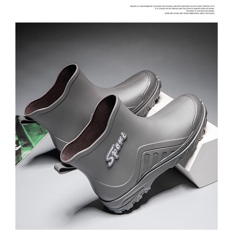 Зимняя распродажа 2023 г.: Мужские непромокаемые резиновые дождевые ботинки с коротким голенищем - Модная плоская модель на все сезоны