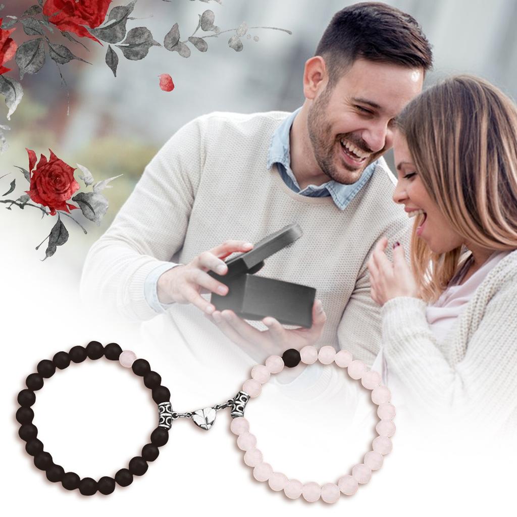 Couple Bracelet His And Her Bracelet Heart-shaped Matching Bracelet Long-distance Relationship Anniversary Gifts Couple's Jewelry (1 Pair)