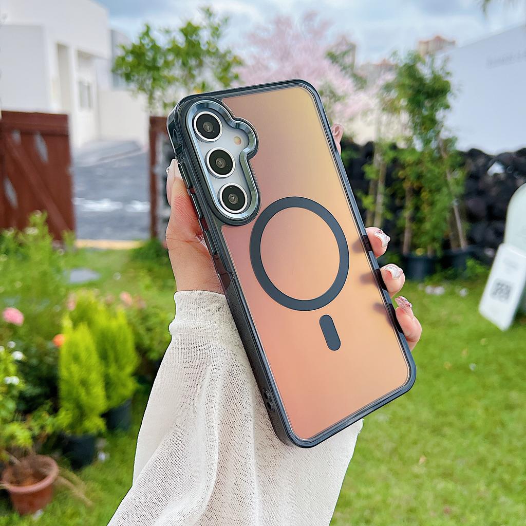 Модный лазерный градиентный противоударный магнитный чехол для Samsung S25 S24 S23 Ultra Plus S25 Edge A56 A36 A26 A16 Обложка Magsafe Coque