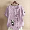 Women's Fashion Cartoon Cat Prined Short Sleeve T-shirt Loose Cotton Shirt Casual Loose Summer Blouse Tops Plus Size