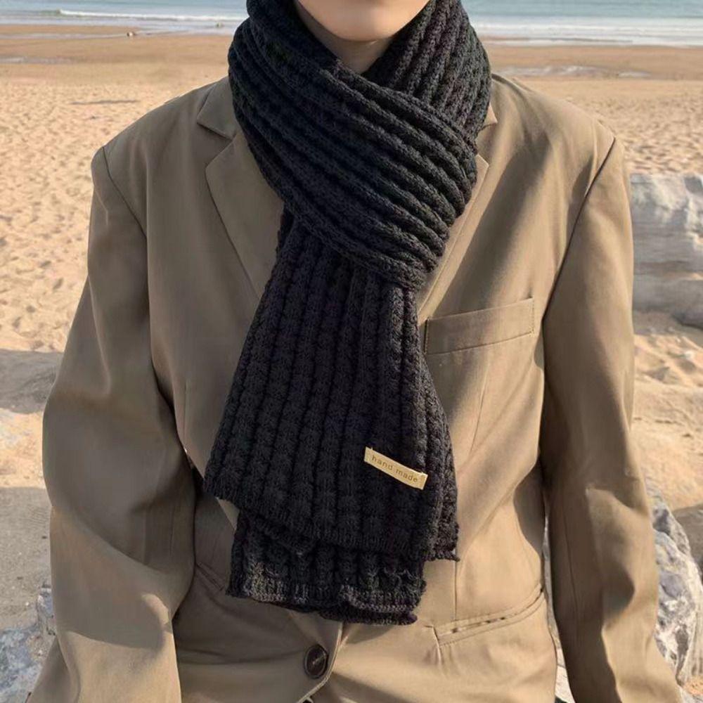 Knitting Knitted Scarf Thicken Long Shawl Classic Winter Cashmere Scarves Student