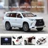 1/32 Scale Lexus LX570 Off-Road Alloy Diecast Car Model, Pull Back Metal Vehicle Toy with Sound and Light 6 Open Doors for Kids Adults Gift Collection