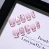 10Pcs Sweet Handmade Press On Nails Flower Butterfly Glossy Diamond Full Cover Acrylic Fake Nail Tips Art