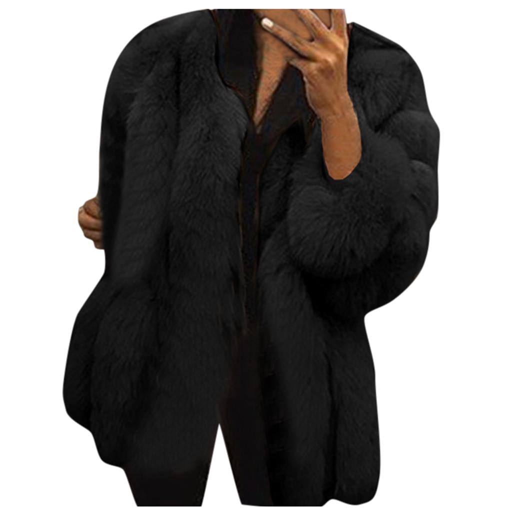 Women Plus Size Short Faux Coat Warm Ry Jacket Long Sleeve Outerwear