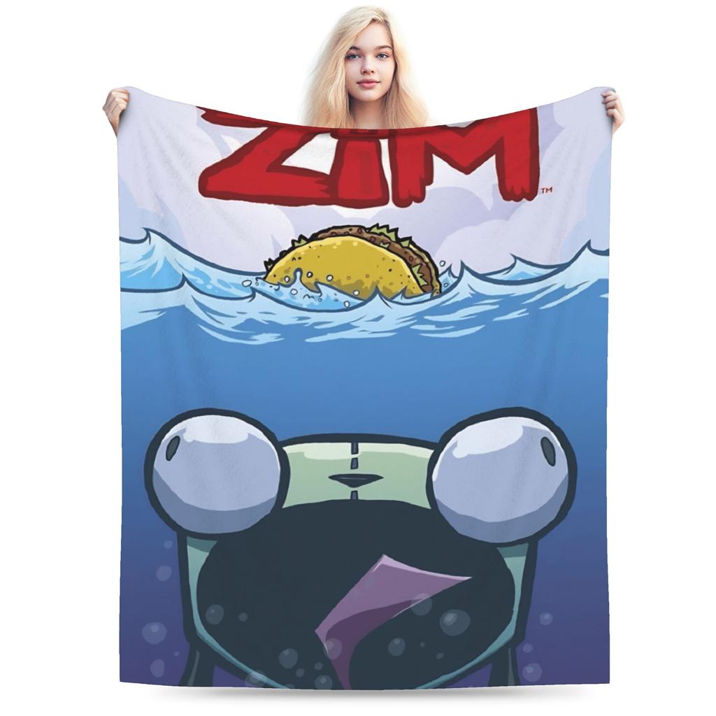 Invaders Zims Blanket Warm Soft Funny Plush Throw Blanket For Girls Boys Home Decor Flannel Bedspread Bed Cover