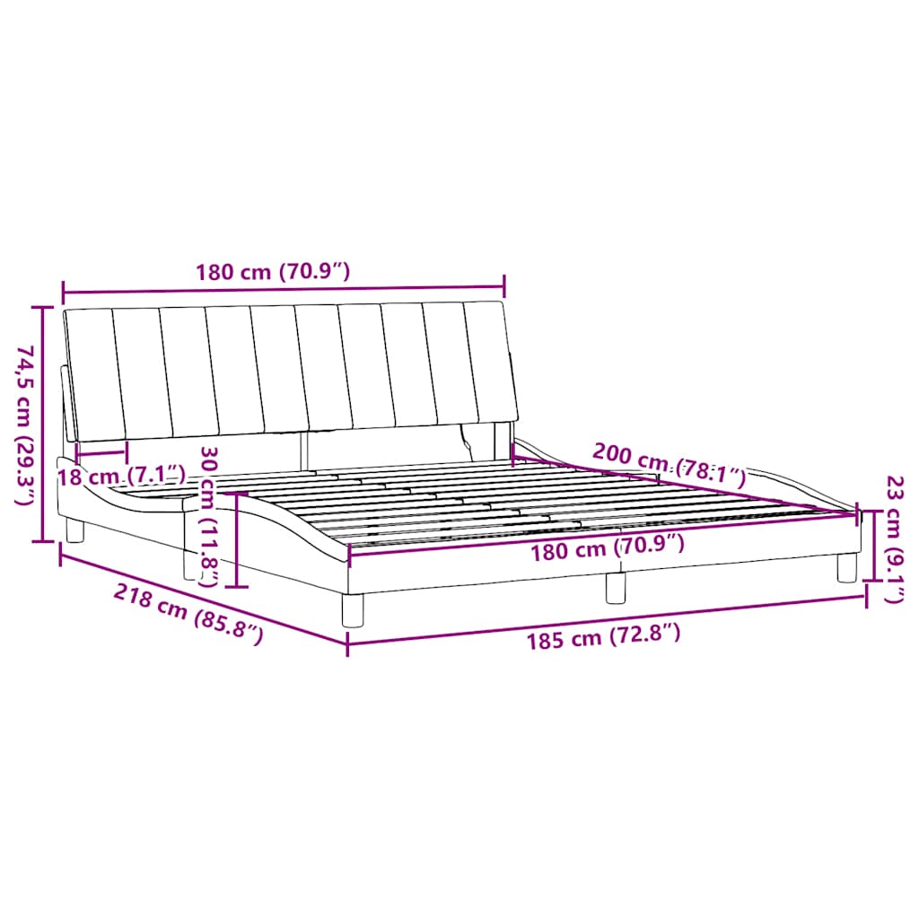 Bed Frame without Mattress  Hanko  Dark Grey 180 x 200 cm Fabric