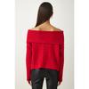 Женский красный трикотаж с воротником Мадонна Pf00049