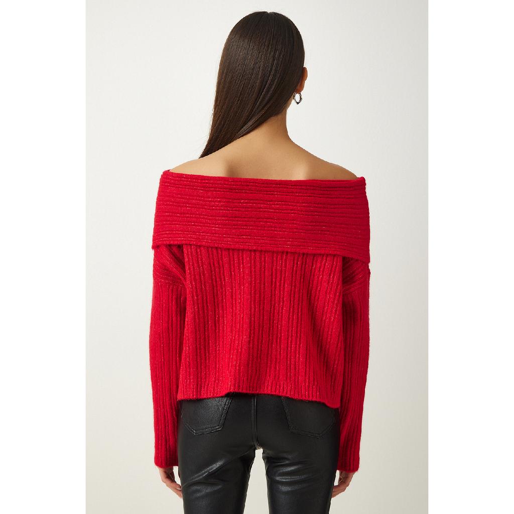 Женский красный трикотаж с воротником Мадонна Pf00049