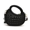 Stylish Vintage Handheld Bag For Women Trendy Casual Crossbody Purse New Moon Shape In Black Yellow Pink White