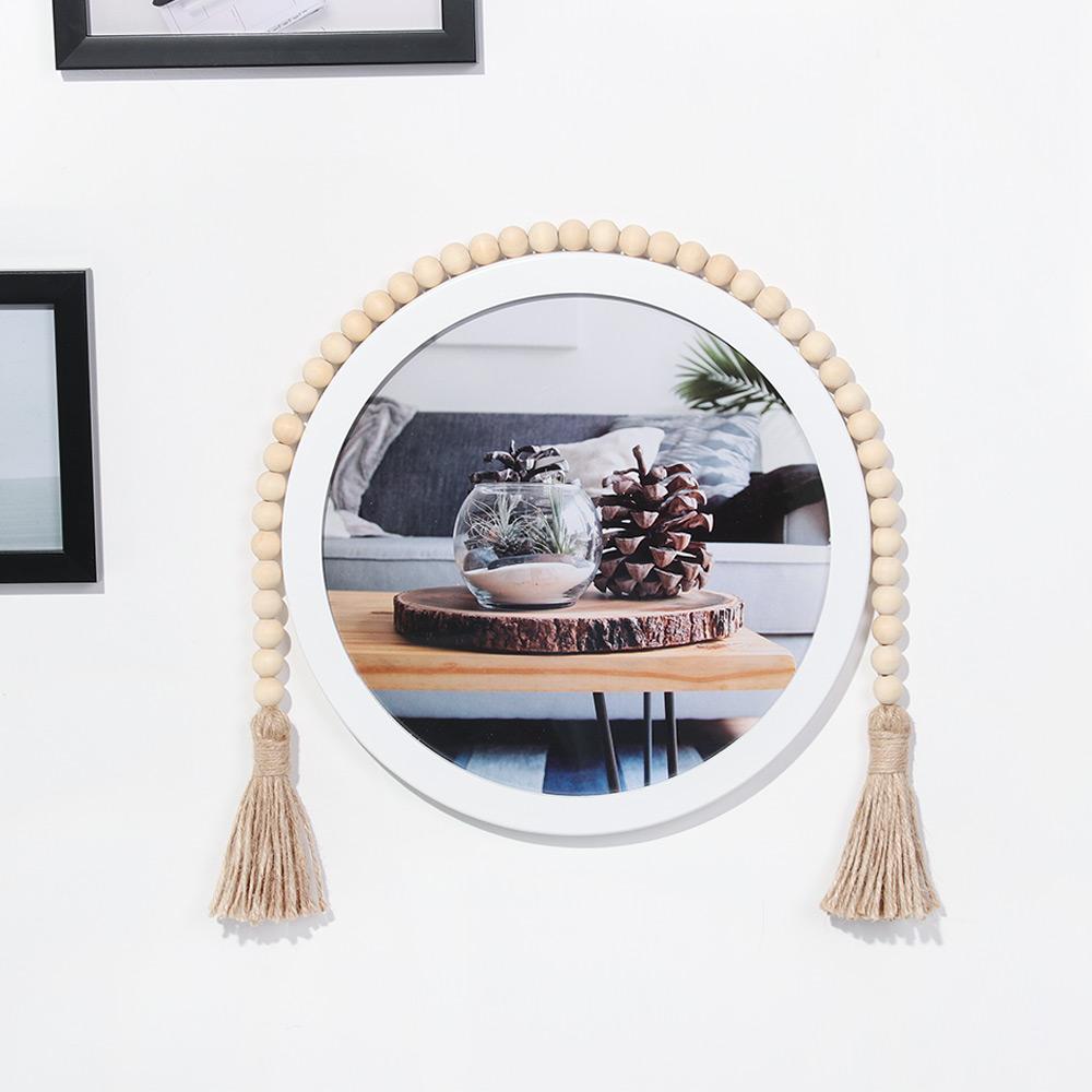DIY Home Decor Ornament Farmhouse Wood Bead Garland With Jute Rustic Wall Hanging Tassels String