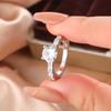 925 Silver Plated Classic White Zircon Four-Prong Ring for Women, Wedding Engagement Anniversary Jewelry Gift.