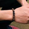 Новый ручной работы натуральный деревянный браслет для мужчин 8 мм Тигровый глаз Вулканический камень Браслет Подарок парню Санскрит Pulseras Панк-украшения