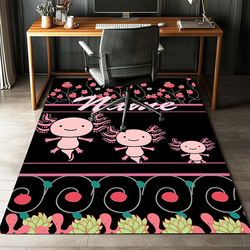 Custom Name Axolotl Printed Carpet,Rug for Office Chair Living Room Bedroom Kitchen Room Decor Gifts.