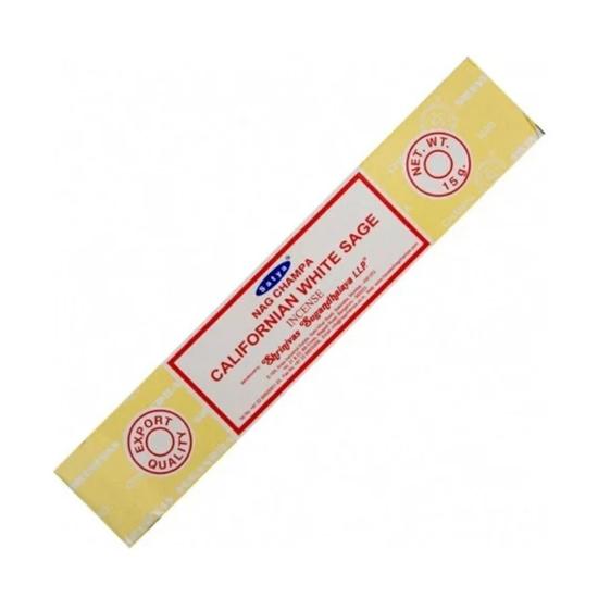 Satya Nag Champa California White Sage  Incense Sticks Agarbatti 180 Grams Box | 12 Packs of 15 Grams Each In a Box | Export Quality