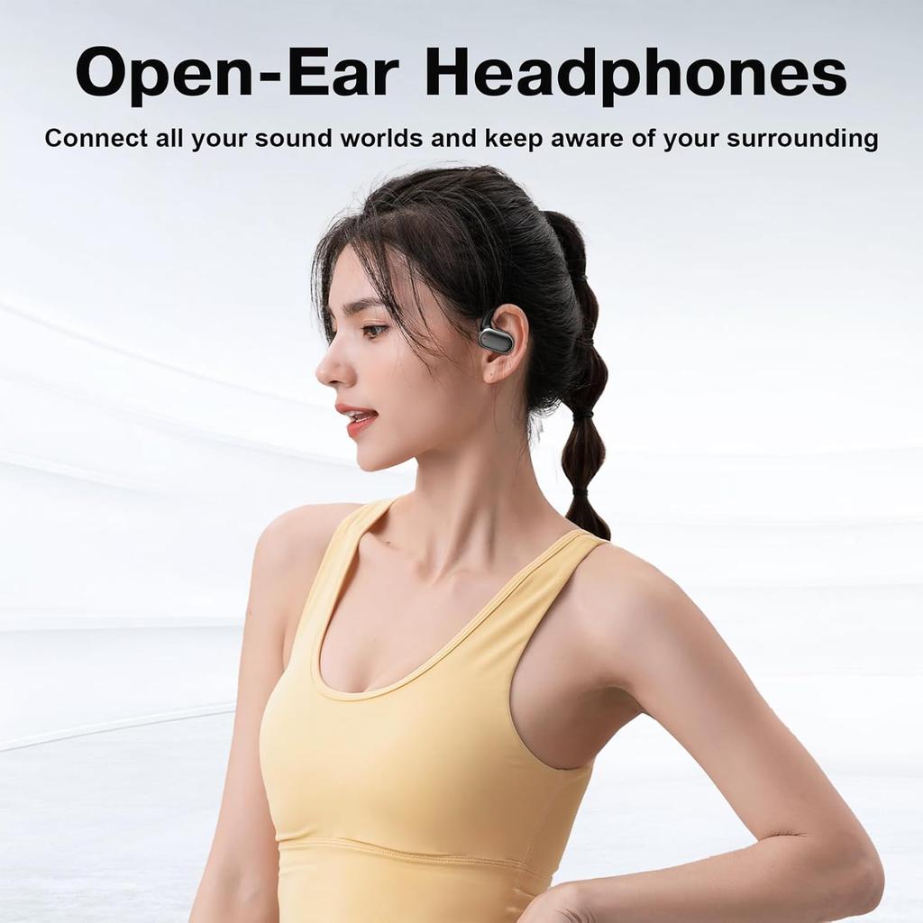 Наушники Bluetooth 5.4 с открытым ухом, светодиодным дисплеем, стереозвуком, беспроводные наушники-вкладыши с микрофоном, водонепроницаемые наушники для тренировок и бега