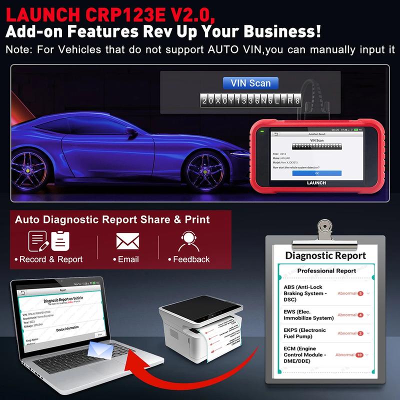 LAUNCH CRP129E V2.0 2025 OBD2 Scanner 12 Reset ABS SRS Transmission Engine Code Reader Lifetime Free Update Diagnostic Scan Tool