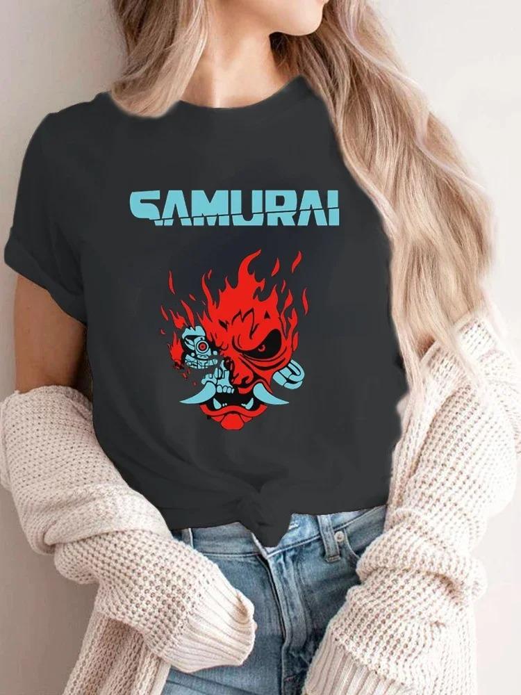 2024   Классический Винтажный Самурай Ретро Японский Игровой 2077 Арт Игра Футболка Футболки Харадзюку Футболки Уличная одежда