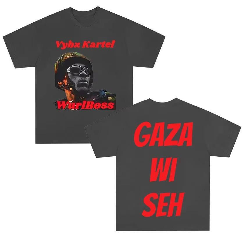 Rapper Vybz Kartels Bestselling New Album Tshirt Unisex Fashionable Retro 2026 Summer Print Pure Cotton Shortsleeved top