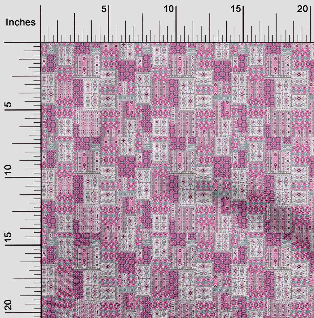 oneOone Хлопковая поплиновая ткань цвета фуксии, азиатская ткань килим для шитья, напечатанная ткань для рукоделия во дворе, 42 дюйма