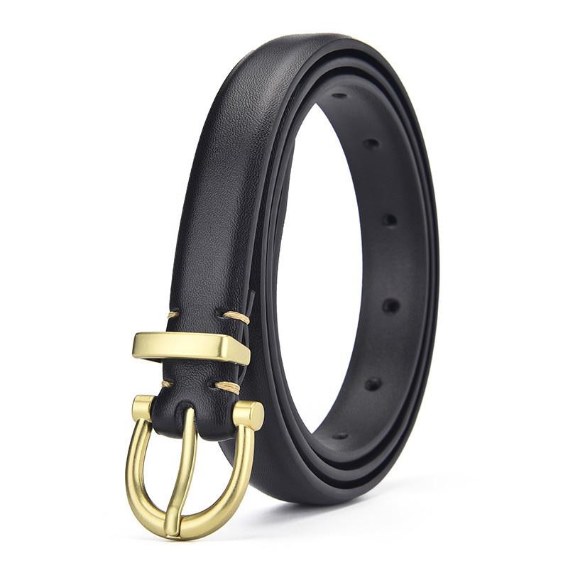 Woman Pu Fashion Leather Belt With Round Metal Buckle For Casual And Office Wear