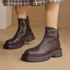 Vintage Sheep Leather Round Toe Winter Warm Chelsea Boots Med Heels Slip On Superstar European Designer Ankle Boots