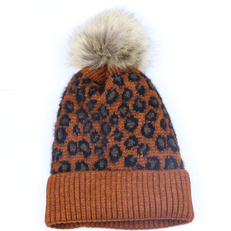 Внешняя торговля Amazon Харадзюку леопардовый принт вязаная шапка женская корейская версия осень и зима новый леопардовый узор утолщенная защита ушей шерстяная шапка