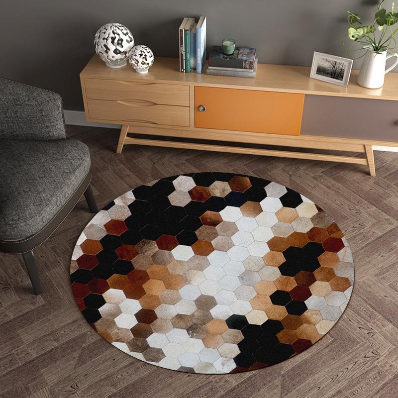 Ковер Декоративный противоскользящий пол с геометрической цифровой печатью Ковер для гостиной Круглый коврик для стула Кухня Спальня Детский ковер