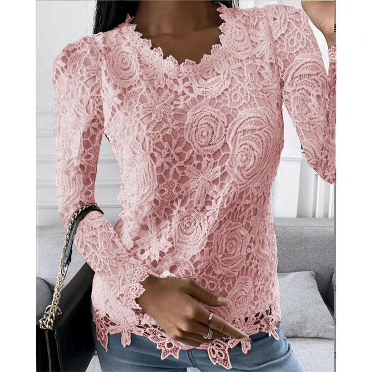 Women's Autumn and Winter New Lace Long-sleeved Top