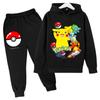 Худи Пикачу Комплект худи для мальчиков и девочек Детский спортивный костюм с капюшоном Штаны Комплект детской одежды из двух предметов для мальчиков