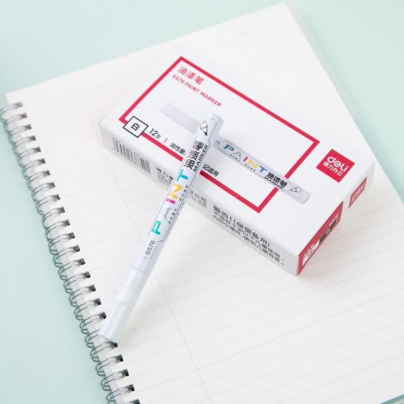 Deli White Fine Tip Paint Marker Pen