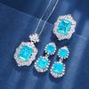 Jewelry Copper Bottom Gold-Plated Simulation Paraiba Retro Premium Square Set 12 * 16