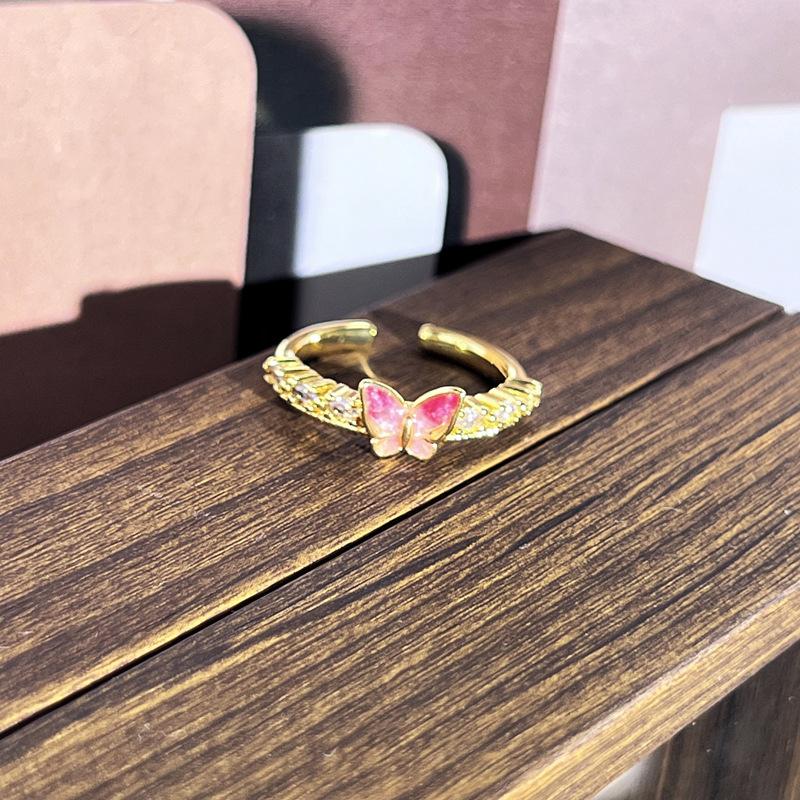 2026 Sweet and Cool Colorful Drip Glaze Temperament Court Style Retro Ring Female Flower Niche Ring