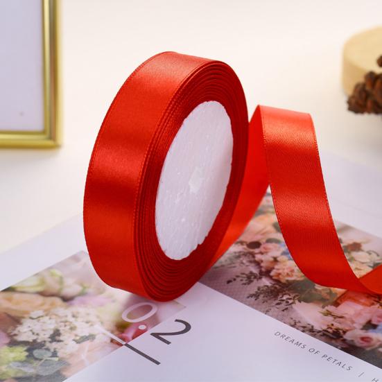 Атласная лента для рукоделия, 25 ярдов, гладкая сплошная цветная устойчивая к разрыву лента шириной 2 см для праздника, вечеринки, рождественского торта, подарочная упаковка, декоративная лента