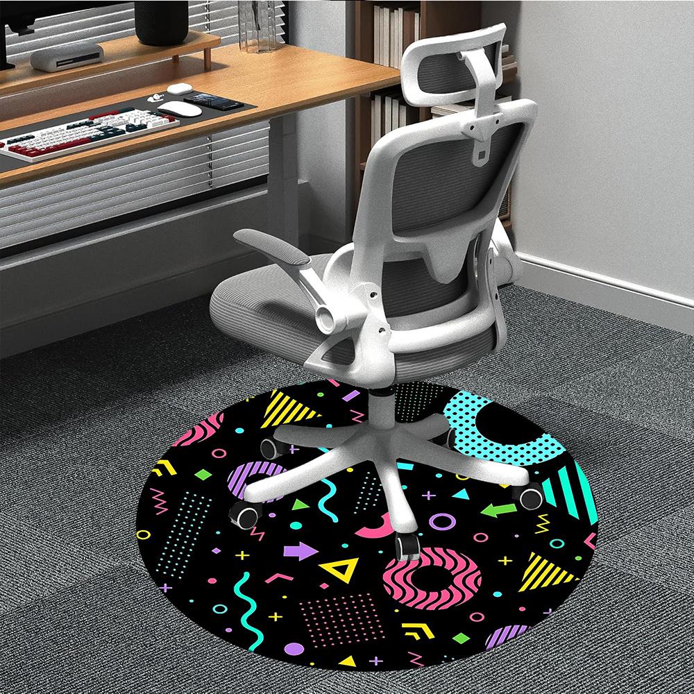1pc Geometric Patterns Office Round Area Rug, Indoor Mat Suitable ForOffice, Under Office Chairs Bedroom Living Room Home Decor, Room Decot018