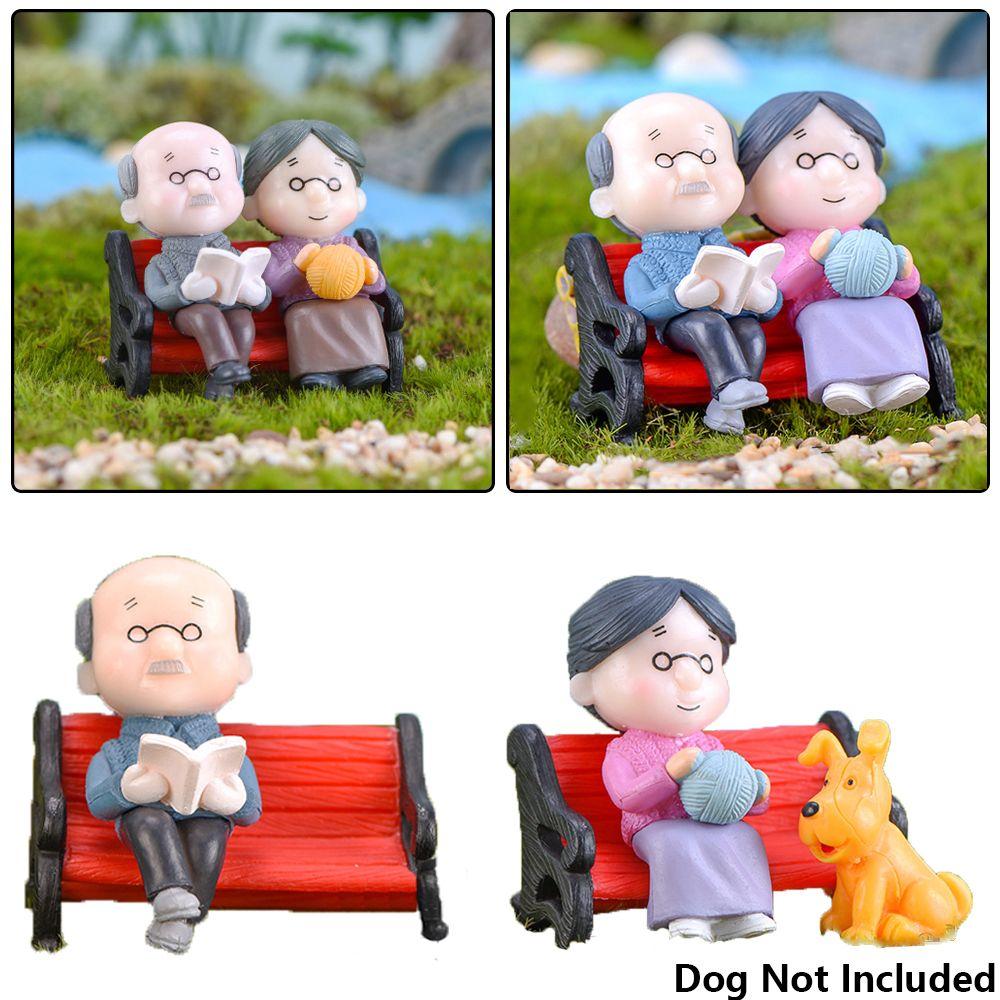 1 SET Dollhouse Fairy Garden Bonsai Home Decor Miniatures Toy Grandparents Figurines Couple Dolls