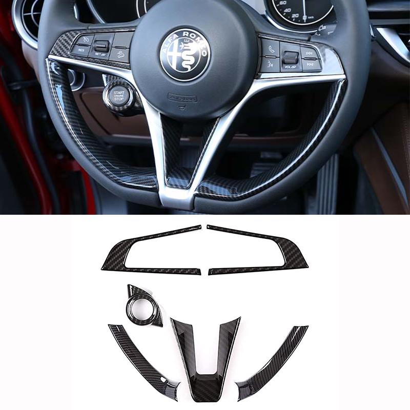 Накладка на руль автомобиля из углеродного волокна ABS для интерьера Alfa Romeo Giulia Stelvio 2017 2018