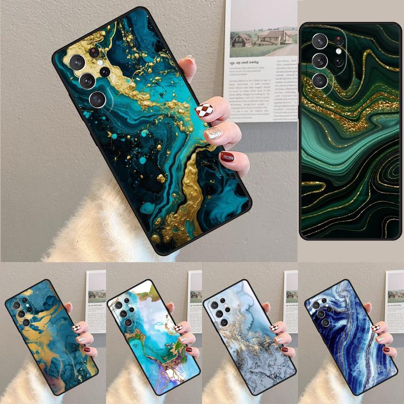 Золотой Индиго Искусственный Малахит Силиконовый Чехол Для Телефона Для Samsung Galaxy note 10 pro S26 S25 S24 S23 S22 S21 Plus S25Ultra Capa Чехол