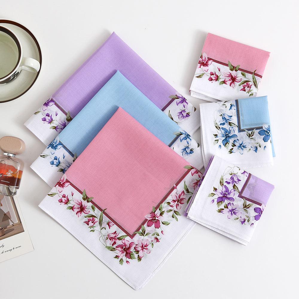 6 шт. Женский носовой платок из чистого хлопка с принтом, старомодный, впитывающий влагу, для вытирания пота, классический цветок пиона, свадебный атрибут, 43 см