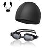 Phyxiul Swimming Goggle Set with Swim Cap and Swimming Competitive Underwater Adjustable Unisex 3-Piece Earplugs, Anti-Fog Goggles, Fitness, Swimming,