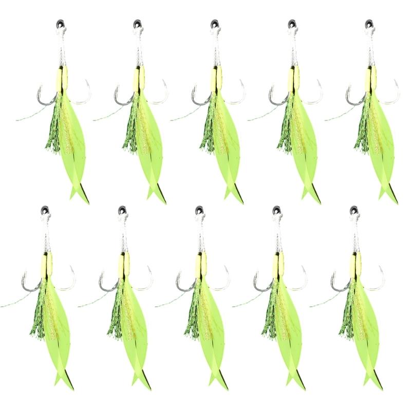 Двойной Assist Hook для вертикальной джиговой ловли, 10 шт. Крючки для джиггинга, Крючки-заменители для медленно тонущих джигов