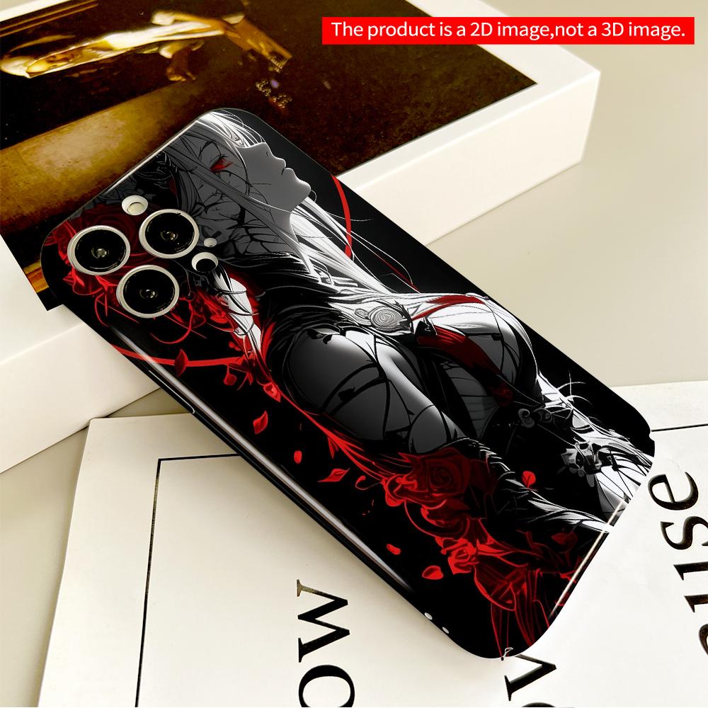 2DFlat Red Rose Elf Goddess Art Phone Case All inclusive film hard phone case, compatible with iPhone 18 Pro Max 17 16 15 14 13 12 11